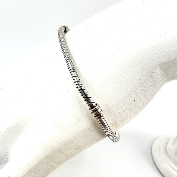 Pandora 925 Authentic Sterling Silver Snake Chain Charm 7” 12.8g Bracelet - Picture 3 of 9